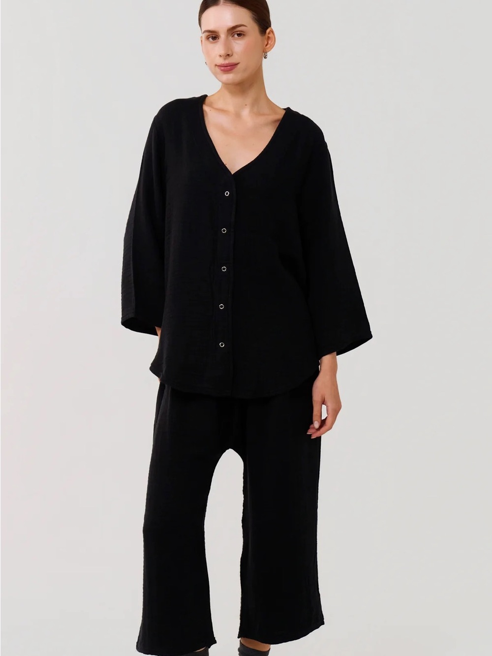 Nothing Fits But | MODAL GAUZE NURSING SET | Black | L/XL | NWT